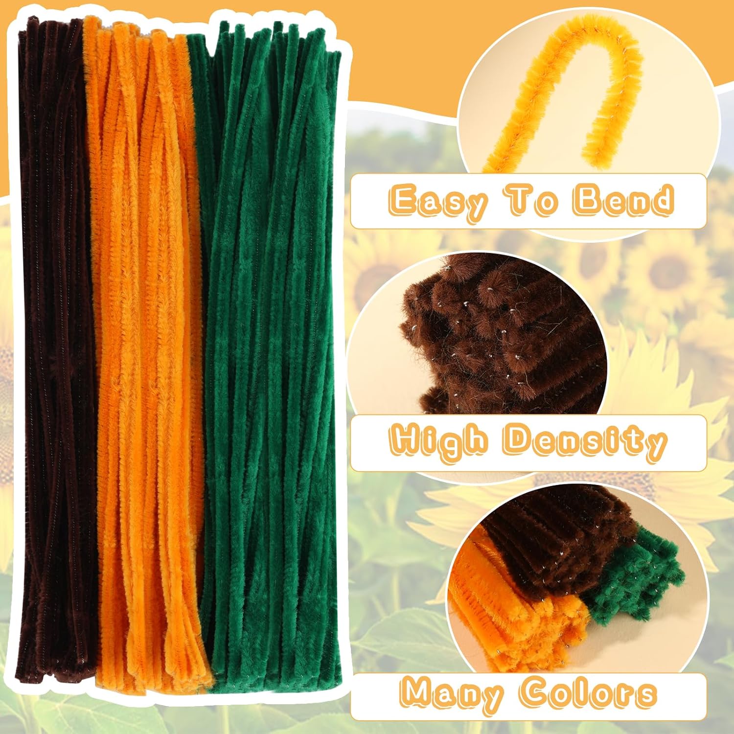 Pipe Cleaners Chenille Stem Sunflowers Supplies  for DIY Art and Craft Decorations