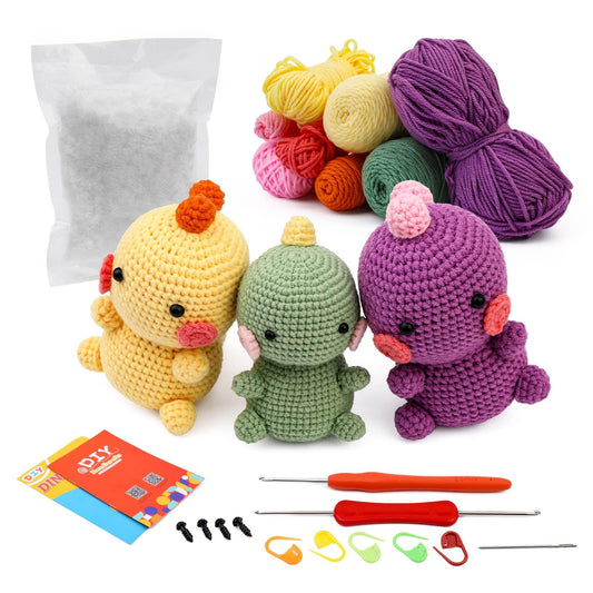 Yellow Green Purple Dinosaur Crochet Kit - Uzecpk.com