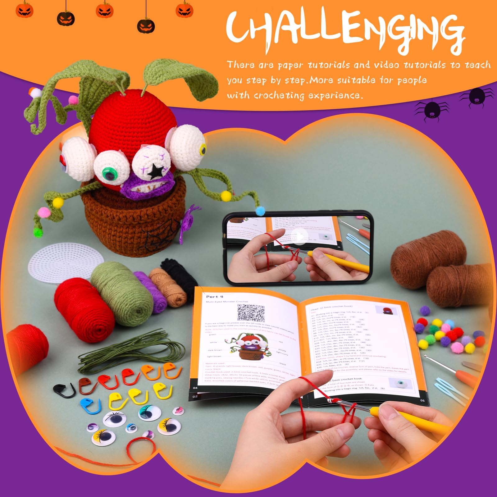 Multi-eyed Potted Halloween Crochet Kit