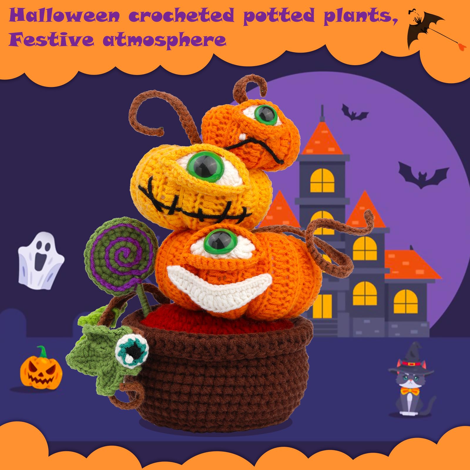 Pumpkin Potted Halloween Crochet Kit