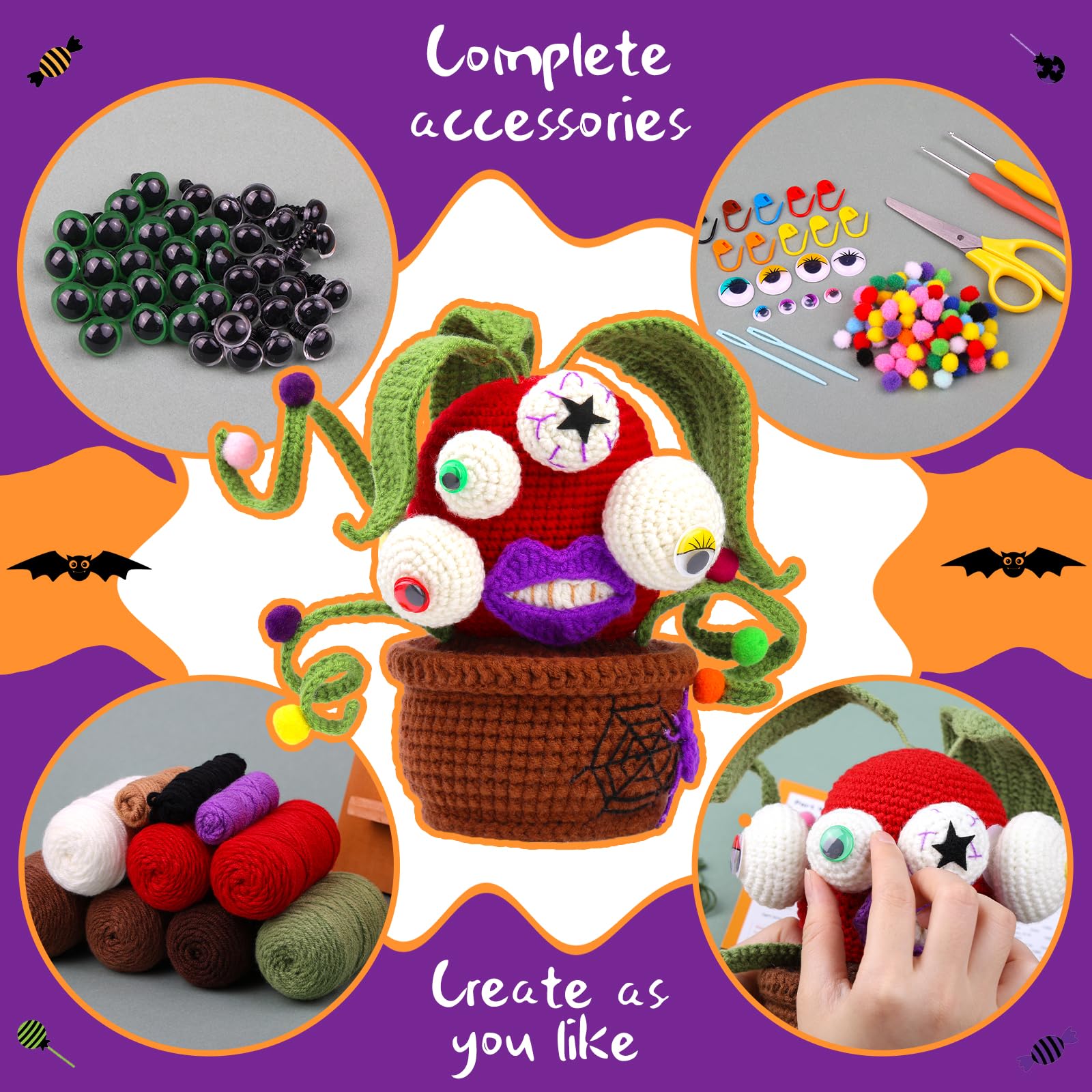 Multi-eyed Potted Halloween Crochet Kit