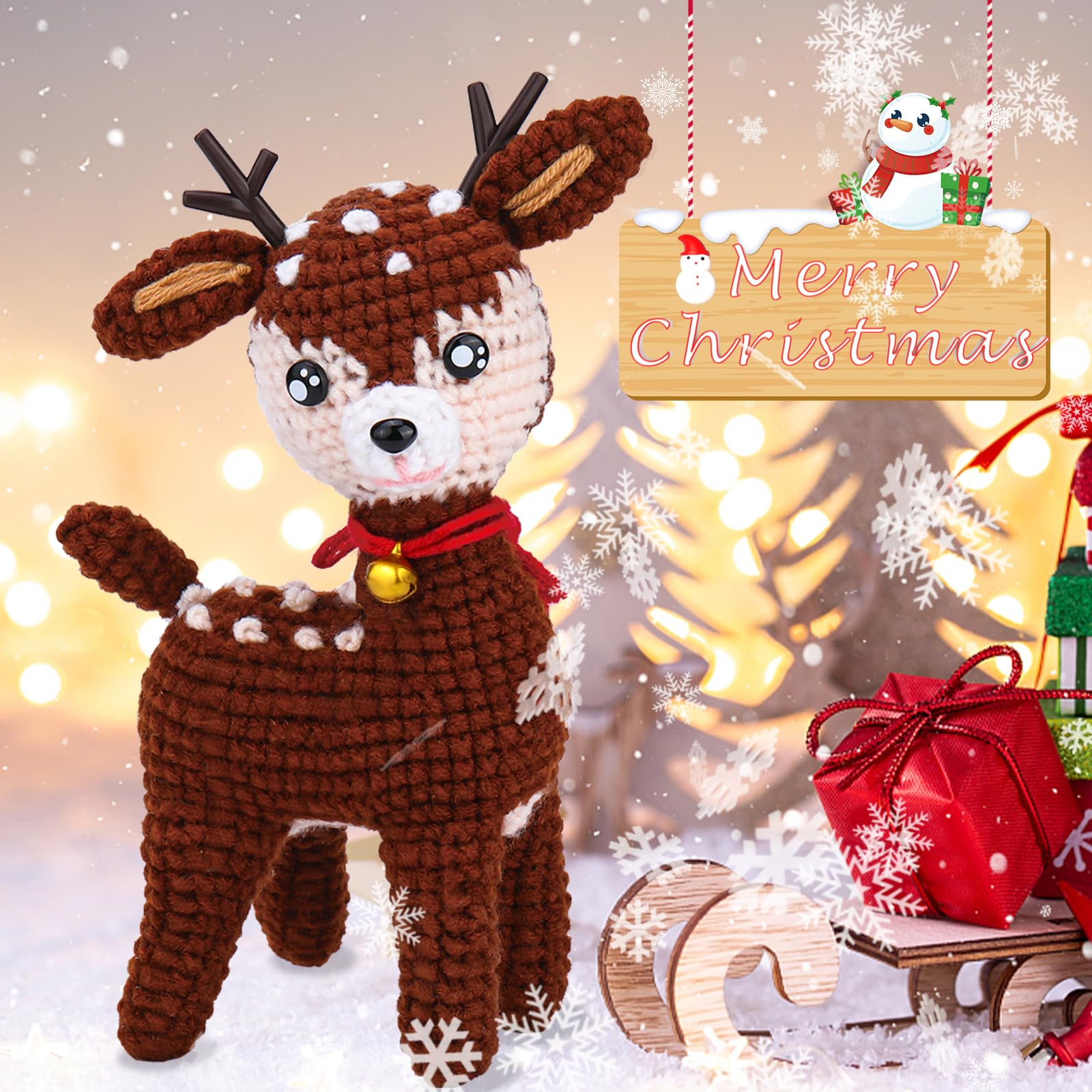 WQQZJJ Santa Claus Crochet Cute Deer Christmas, Crochet Kit For Beginners  Kids, Infant Knitted Doll, Toy For Kids Boys Girls Christmas Decorations 