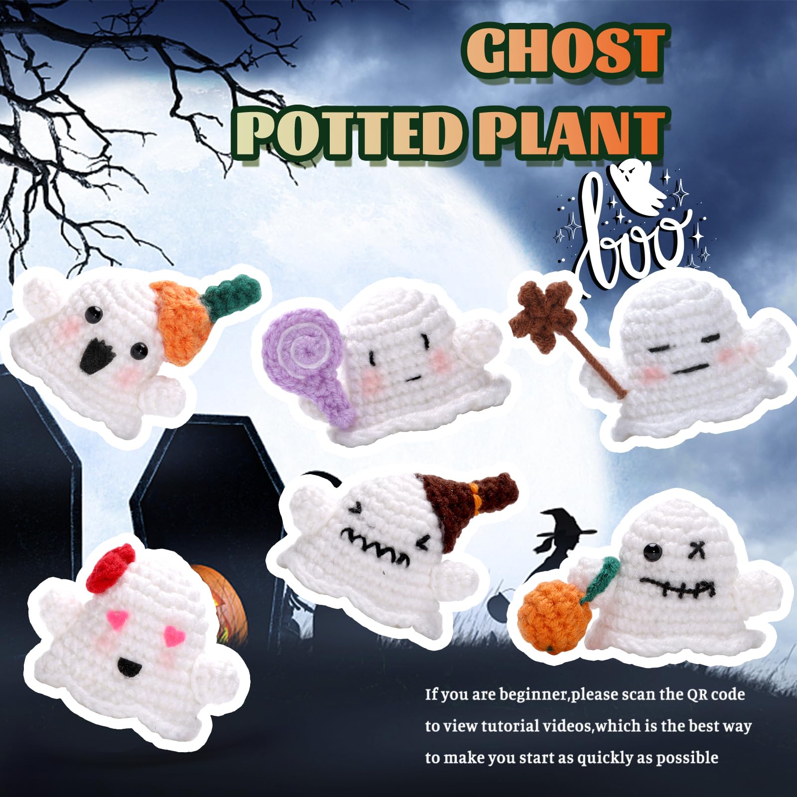 Ghost Family Halloween Crochet Kit