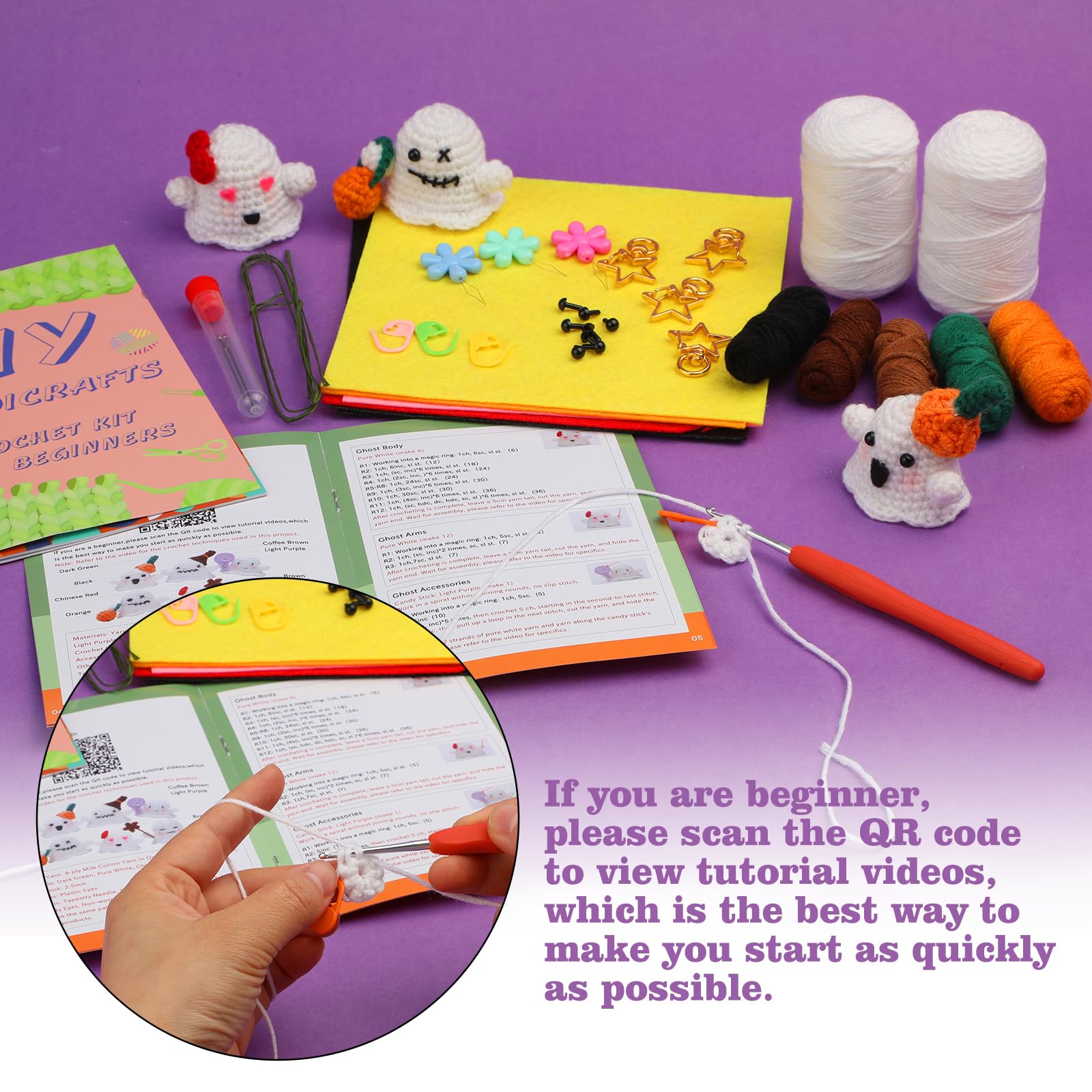 Ghost Family Halloween Crochet Kit