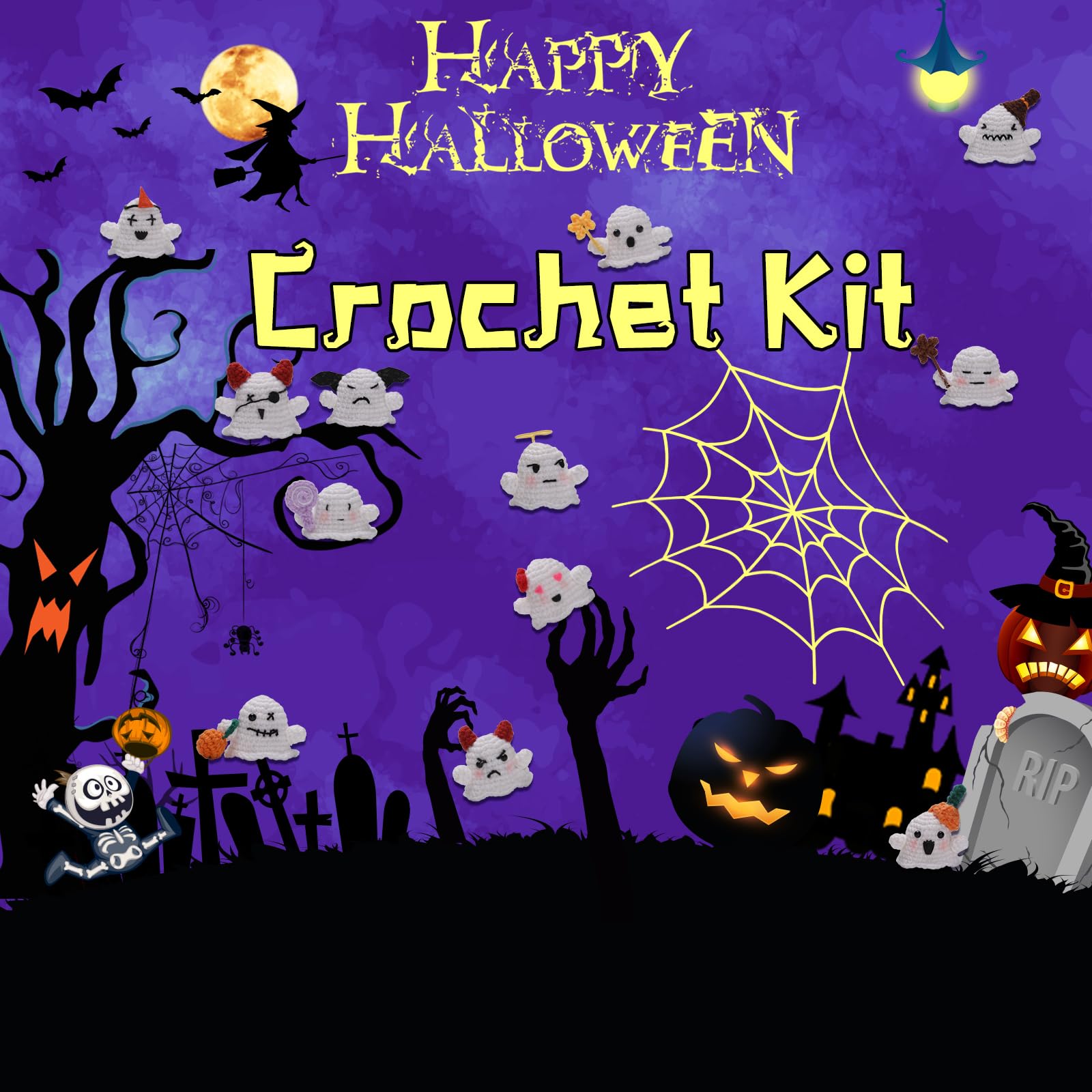 Ghost Family Halloween Crochet Kit